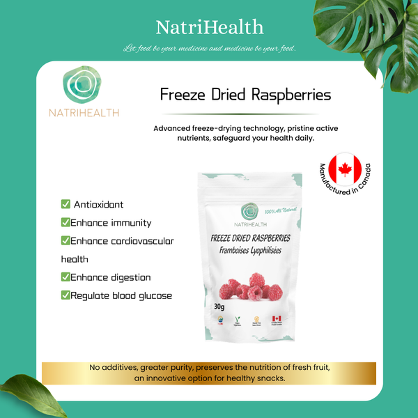 Natrihealth Freeze-Dried Raspberries 30g – 100% Natural, Crunchy & Tart-Sweet | Organic, No Added Sugar | Antioxidant Superfood Snack