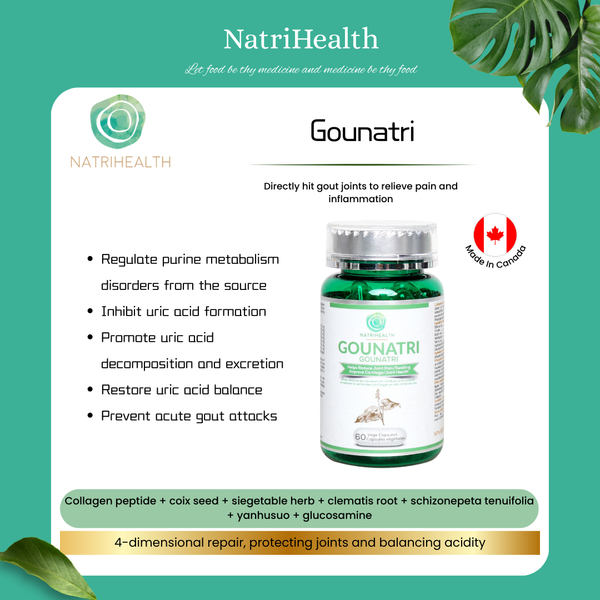 Natrihealth Gounatri | All-Natural Joint Protection & Uric Acid Support Supplement | Collagen Peptide + Herbal formulation, Fast-Absorbing | Balances Acidity, Natural Uric Acid Support Supplement, out Relief and Joint Pain Support | 60 Veggie Capsule