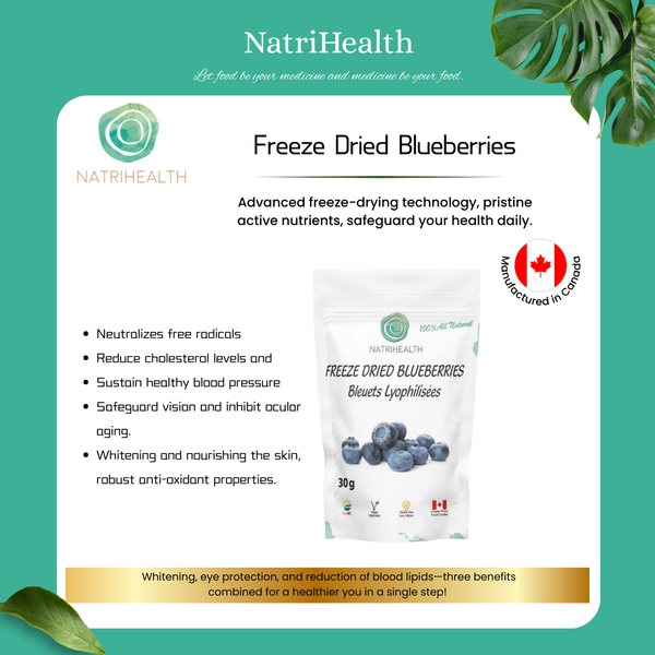 Natrihealth Freeze-Dried Blueberries 30g – 100% Natural, Antioxidant-Rich, Crispy & Sweet Superfood Snack | No Added Sugar | eye health and vision, brain health, and digestion