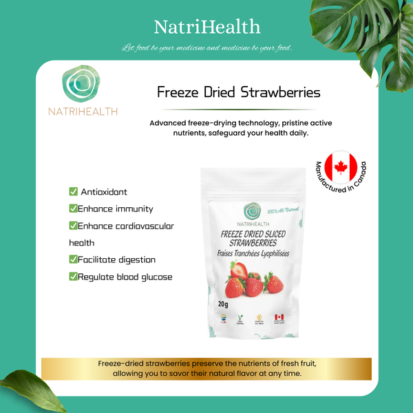 Natrihealth Freeze-Dried Strawberries 20g – 100% Natural, Crispy & Sweet | Organic, No Added Sugar | Vitamin C & Antioxidant Superfood Snack