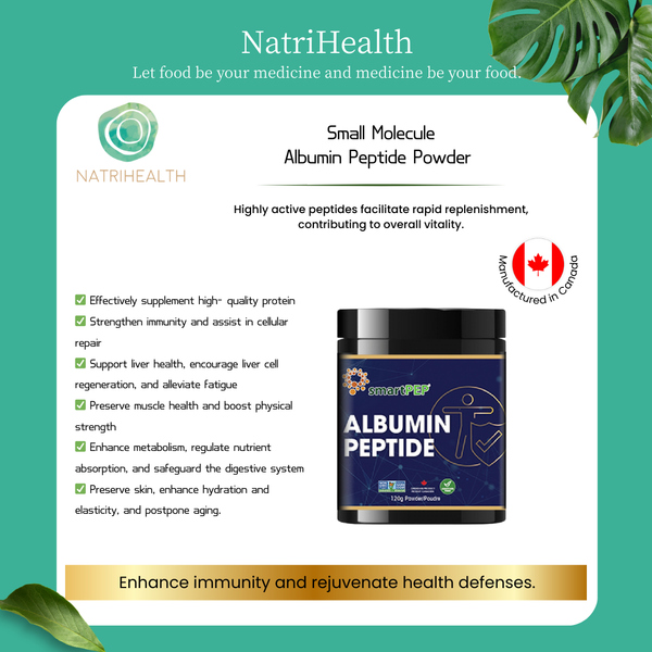 Natrihealth Albumin Peptide Powder | 120g, 60+ Servings | True Small Molecule Peptides for Immune Support, Nutrient Absorption & Gut Health | Superior Bioavailability & Cellular Renewal