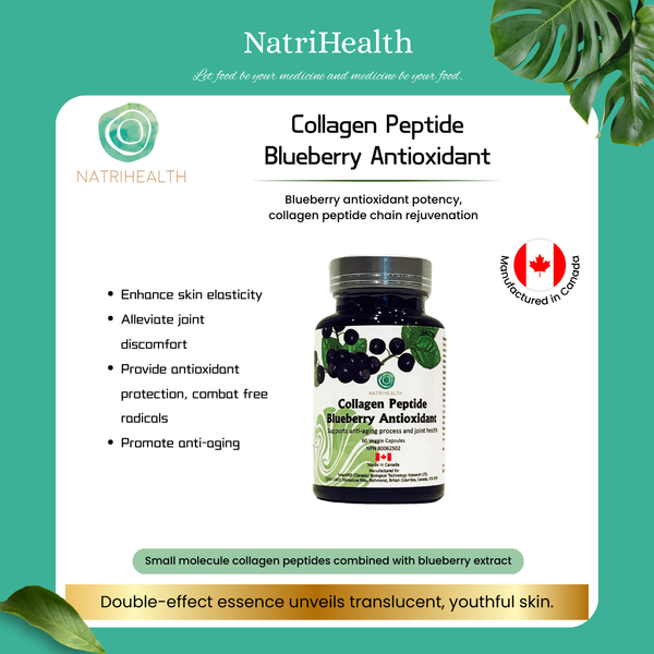 Natrihealth Hydrolized Marine Collagen Peptide Supplement with Blueberry Antioxidant | Small Molecule Peptide | Joint Support, Eye care and Anti-Aging | 60 Veggie Capsules