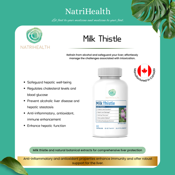 Natrihealth Milk Thistle Liver Support | 60 Capsules| Detox, Repair & Protection | Cholesterol & Blood Sugar Balance| Milk thistle for liver health and protection, cholesterol and blood sugar balance, hangover recovery