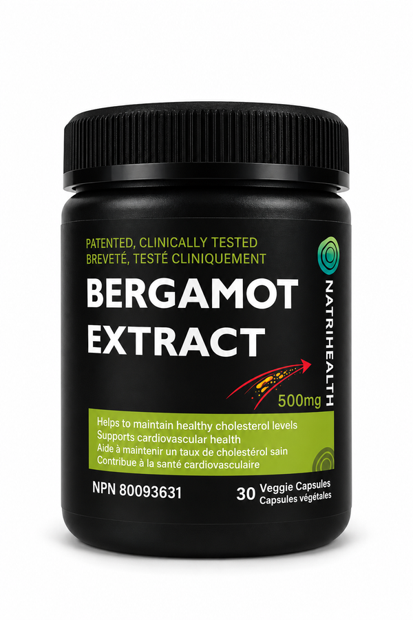 Natrihealth Bergamot | 500mg Citrus Bergamot Capsules | Bioavailable, Plant-based | Citrus Bergamot Supplement for Cholesterol Support & Cardiovascular Health | Natural Bergamot for LDL cholesterol support | 30/60 Veggie Capsules