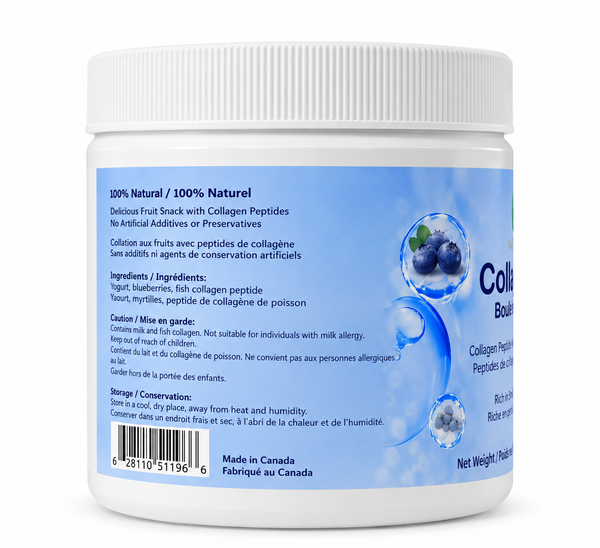 Natrihealth Peptide Snacks 50g – Collagen Protein Ball with Freeze-Dried Blueberries | Beauty & Energy Boosting Superfood | Collagen peptide snack for skin and joints, gut health and digestion | On-the-go collagen energy balls with blueberries