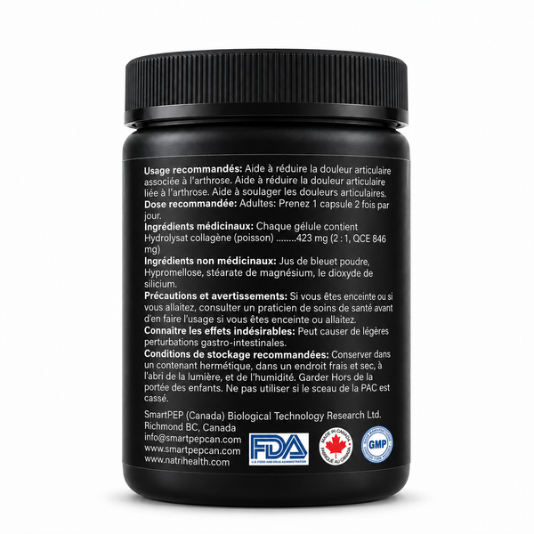 Natrihealth Hydrolized Marine Collagen Peptide Supplement with Blueberry Antioxidant | Small Molecule Peptide | Joint Support, Eye care and Anti-Aging | 60 Veggie Capsules