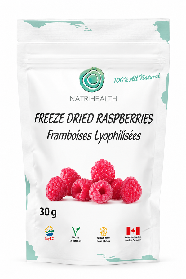 Natrihealth Freeze-Dried Raspberries 30g – 100% Natural, Crunchy & Tart-Sweet | Organic, No Added Sugar | Antioxidant Superfood Snack