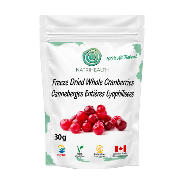 Natrihealth Freeze-Dried Cranberries 30g – 100% Natural, Tart & Sweet | Rich in Antioxidants & Urinary Health Benefits | Healthy snack freeze-dried cranberries for digestion, skin and immune health
