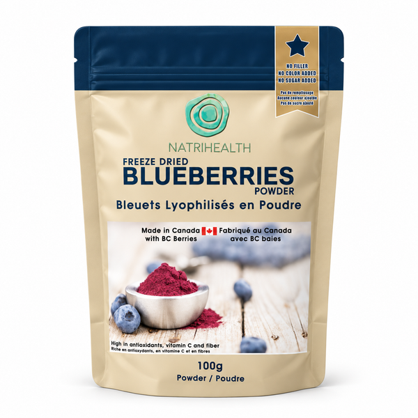 Natrihealth Freeze-Dried Blueberry Powder 100g | Antioxidant-Rich Superfood with Anthocyanins for Eye Health, Brain Function & Immunity | Ideal for Adults & Students | Perfect for Smoothies, Baking & Drinks