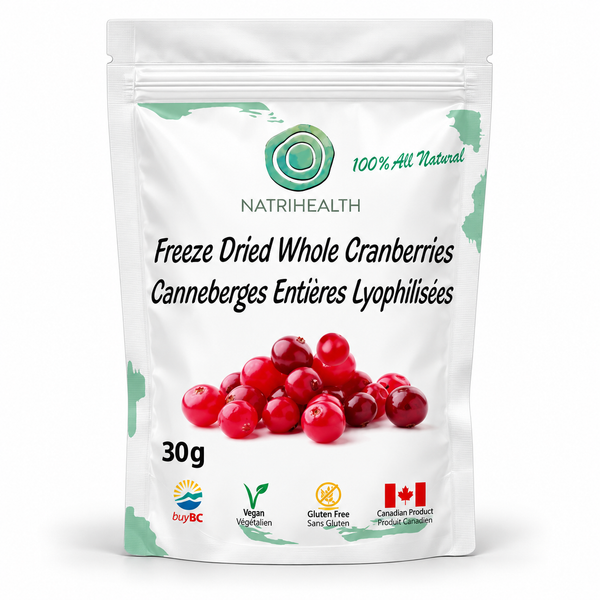 Natrihealth Freeze-Dried Cranberries 30g – 100% Natural, Tart & Sweet | Rich in Antioxidants & Urinary Health Benefits | Healthy snack freeze-dried cranberries for digestion, skin and immune health