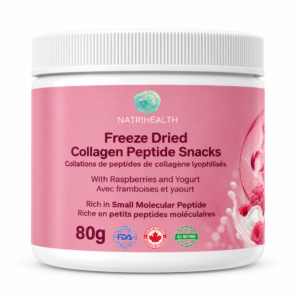 Natrihealth Collagen Peptide Snack – Raspberry Flavor 80g| Nourish Skin, Boost Radiance, Antioxidant| Collagen for Skin Hydration & Firmness, Collagen + Raspberry for Cardiovascular Support| Healthy Low-Calorie Collagen Snack