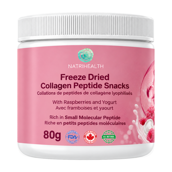 Natrihealth Collagen Peptide Snack – Raspberry Flavor 80g| Nourish Skin, Boost Radiance, Antioxidant| Collagen for Skin Hydration & Firmness, Collagen + Raspberry for Cardiovascular Support| Healthy Low-Calorie Collagen Snack